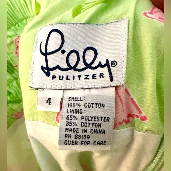 ** Lilly Pulitzer Sundress - Green w/ pink umbrellas & green limes - Size 4** - Picture 3 of 3